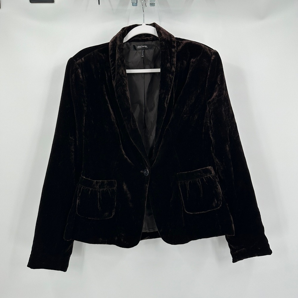 Womens Victorian Velvet‎ Jacket Size 16 Blazer Dark Academia Professional Brown